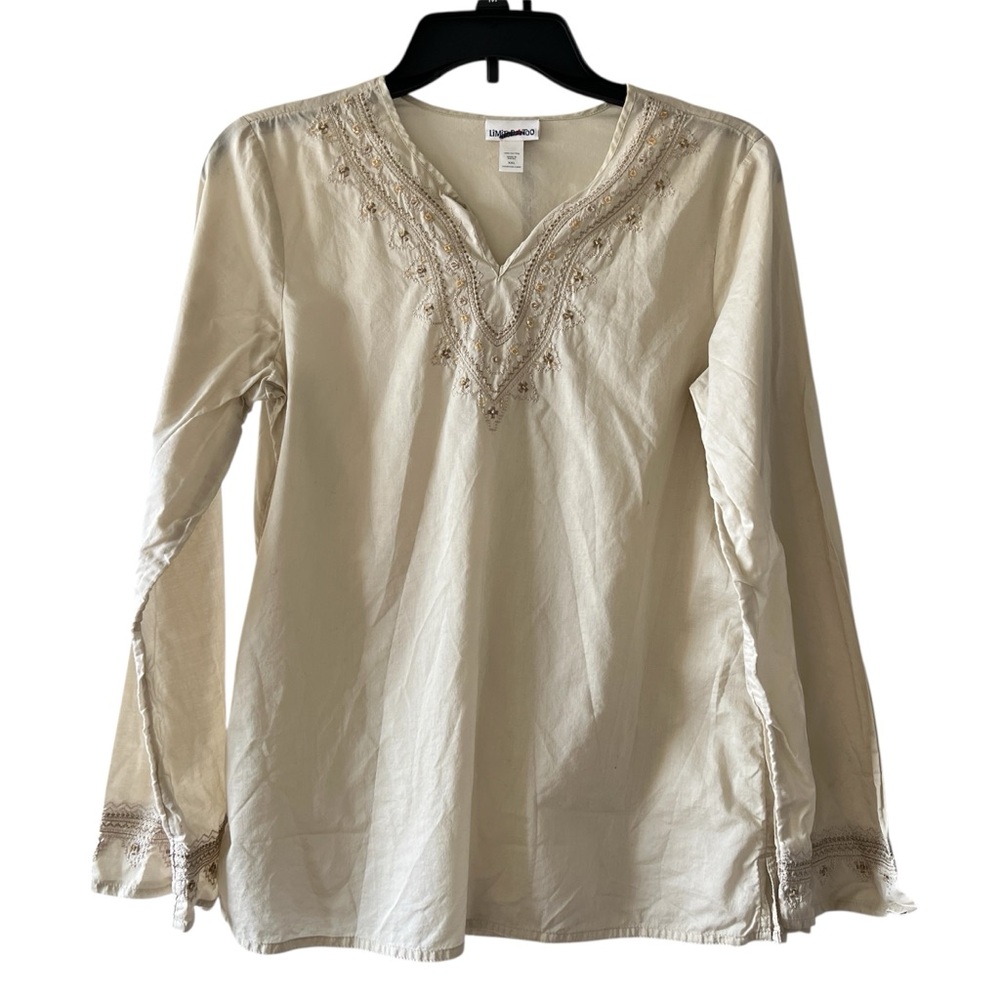Y2K Limited Too Cream Embroidered Top